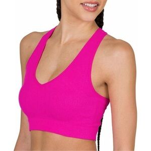 Vibrant Pink Ribbed Crop Top